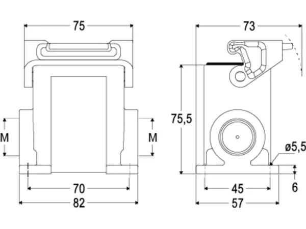 surface mounting housing, high, size 44.27, T-TYPE H plastic, 1 lever, 1xM25 side, PE-jumper