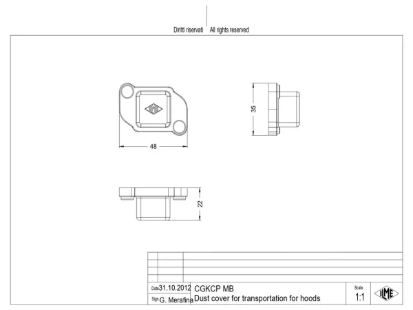 protection cover, size 21.21, plastic, for hood IP68