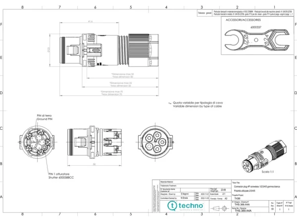 Mini plug connector, screwless