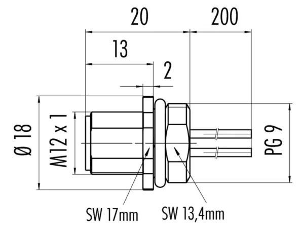 Male panel mount connector