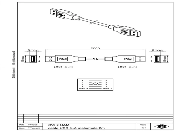 patch cable, 2,0m, for USB inserts CX 01 U, with 2xUSB-A2.0