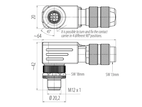 M12 Male angled connector