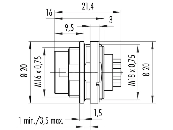 Male panel mount connector