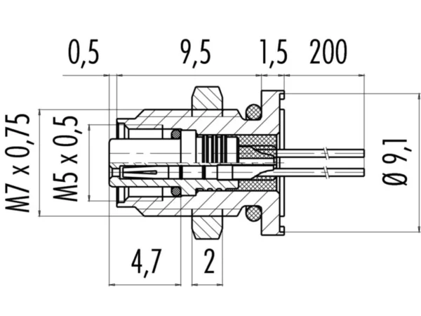 Female panel mount connector