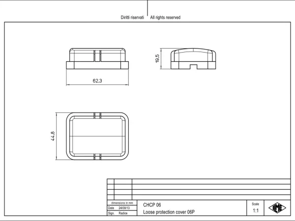 protection cover, size 44.27, plastic, for hood and housing