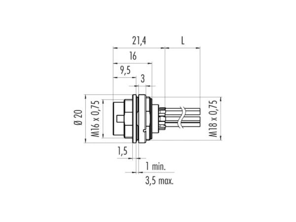 Male panel mount connector