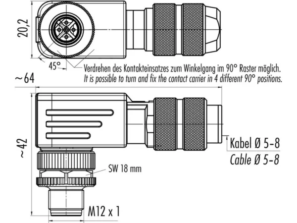 Male angled connector