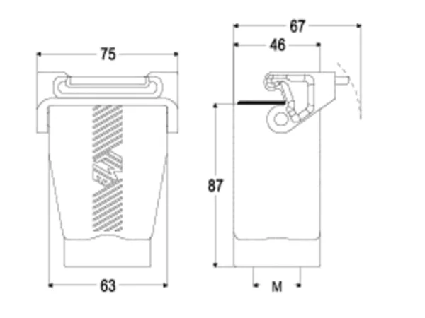 hood, high, size 44.27, T-TYPE plastic, 1 lever, 1xM25 top, PE-jumper