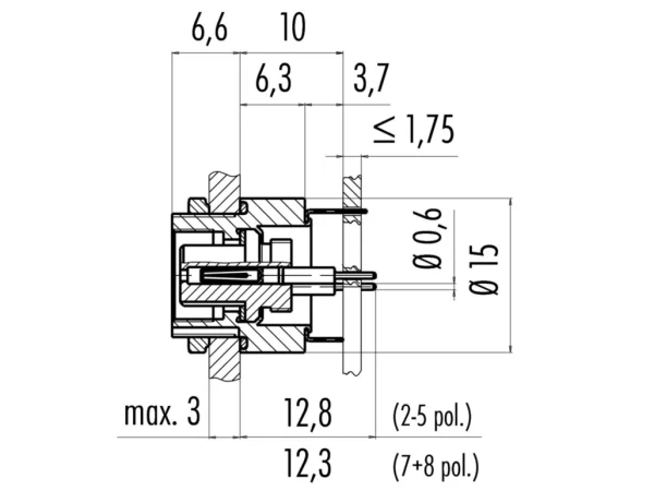 Female panel mount connector