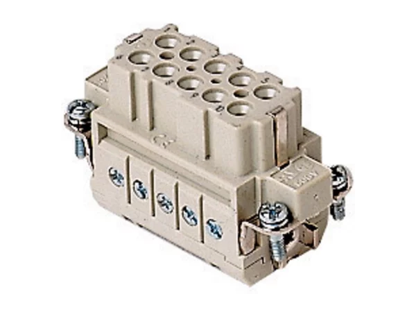 female insert, size 49.16, 10p+PE, silver, screw, 16A, 250V