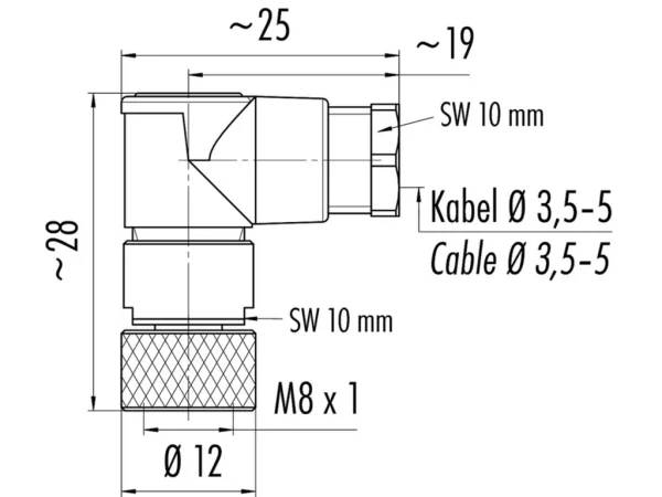 Female angled connector
