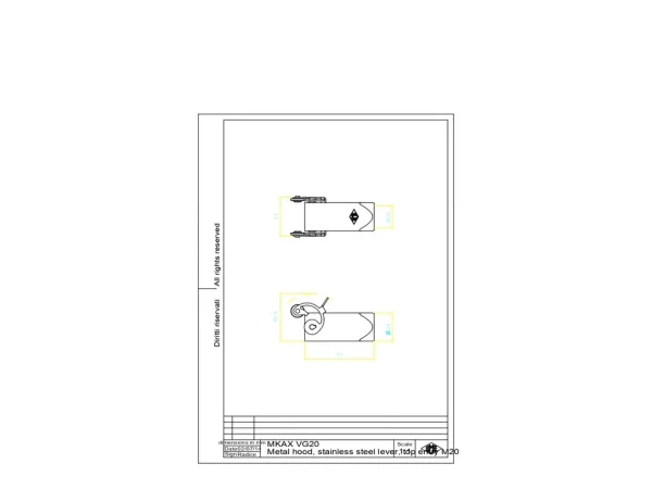 hood, size 21.21, CKA zinc, 1 lever stainless steel, 1xM20 top