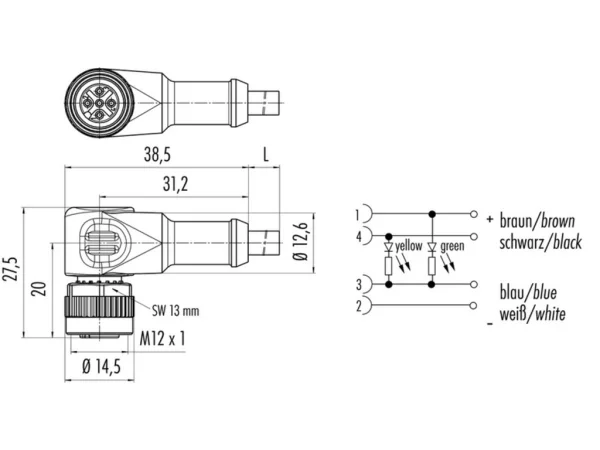 Female angled connector