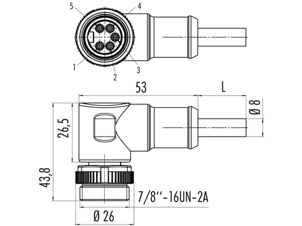 Male angled connector