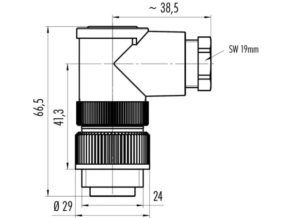 Male angled connector