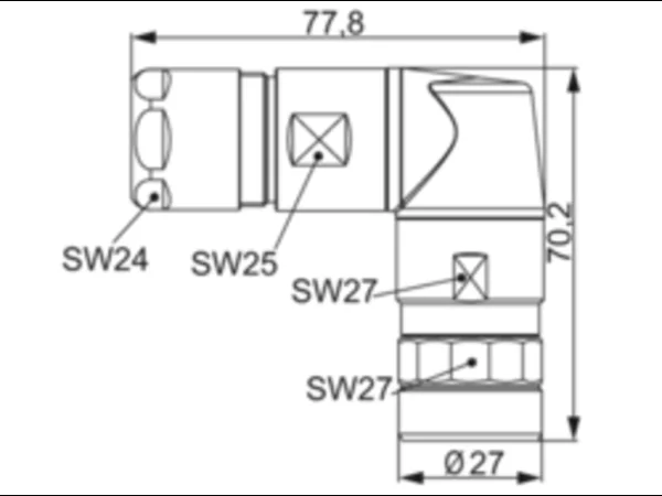 Right Angle Connector, Female Thread