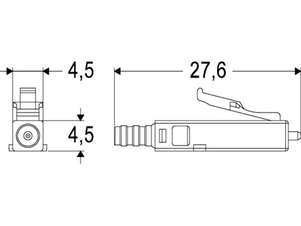 fibre optic contact, series LC, 2 mm sheath, for single-mode fibres