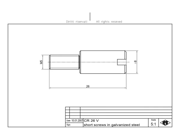 knurled screw,  steel zinc plated, short, for lever CRFS+CRSS, 2 pieces