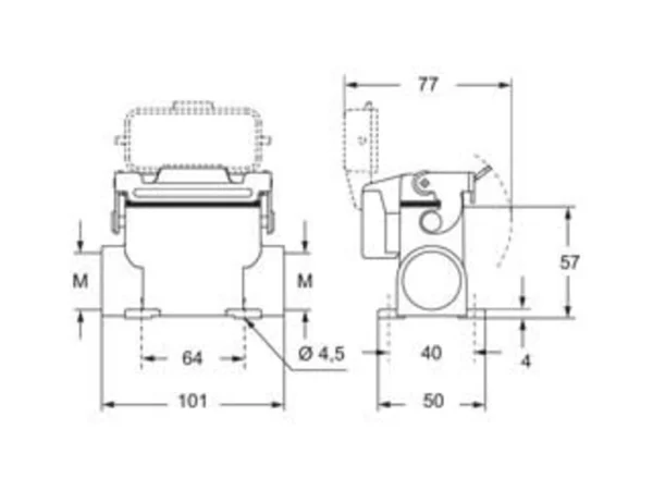 surface mounting housing, size 66.16, CZ7 alu, 1 rigid lever, 2xM25 side, cover metal