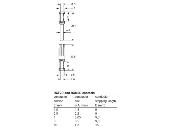 female contact, 6,0mm², gold HNM, crimp, 40A, series CX