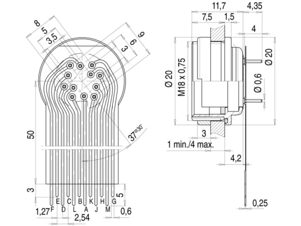 Female panel mount connector