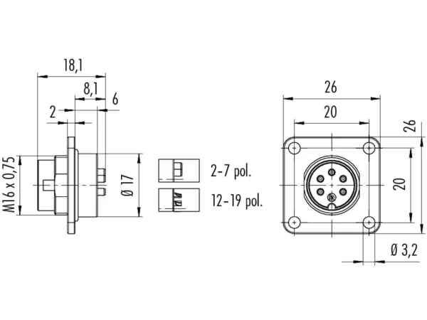 Male panel mount connector