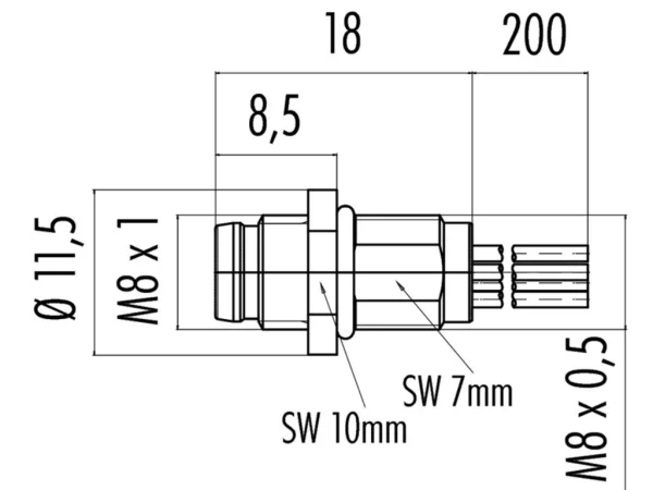 Male panel mount connector