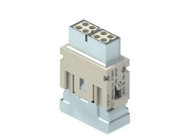 female insert, MIXO HNM, 1MU, 8p, crimp, 10A, 50V, megabit, with contact to PE