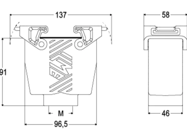 hood, high, size 77.27, T-TYPE /C plastic, 2 levers, 1xM40 top, PE-jumper