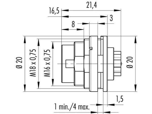 Male panel mount connector