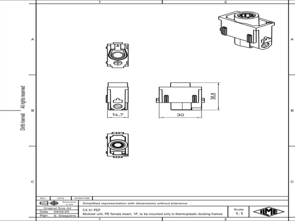 female insert, MIXO, 1MU, screw