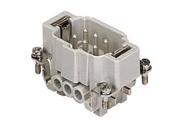 male insert, size 44.27, 6p+PE, silver, screw, 16A, 500V