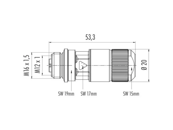 M12 Female cable connector