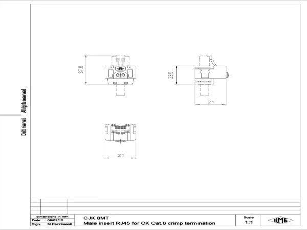 adaptor, size 21.21, for RJ45 male insert CX 8 J6M