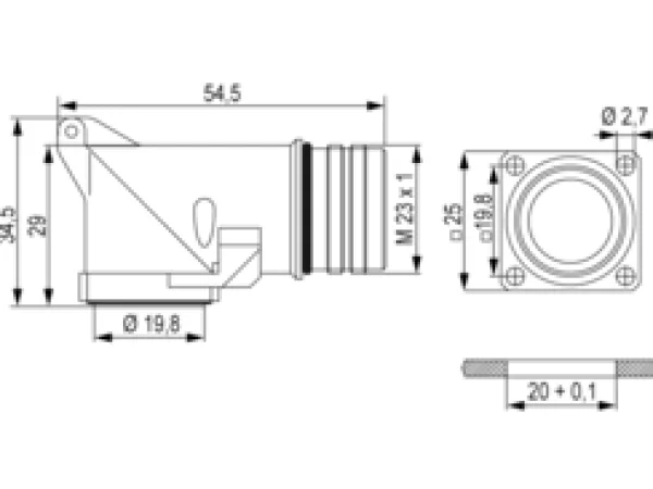 Right Angle Connector, Male Thread
