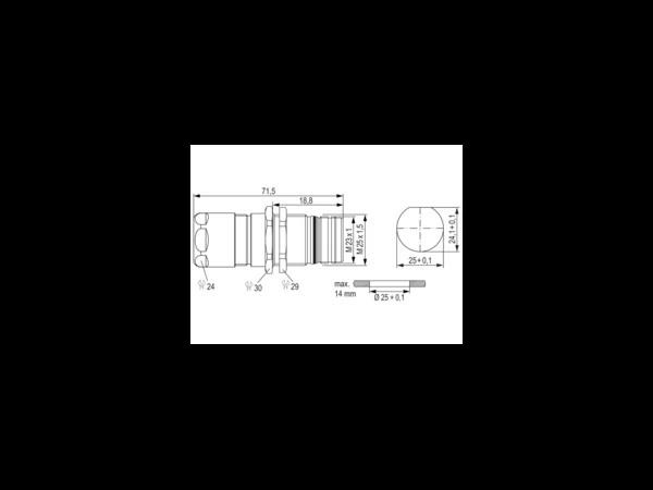 Twilock-S, Panel Connector, Male Thread, with Strain Relief