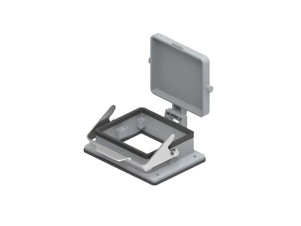 bulkhead mounting housing, size 77.62, C-TYPE alu, 1 lever stainless steel, cover metal