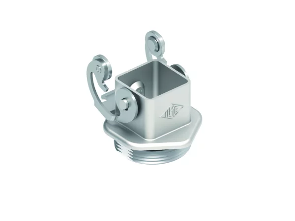 bulkhead mounting housing, size 21.21, EMC zinc, 1 lever stainless steel, 1xM32 external
