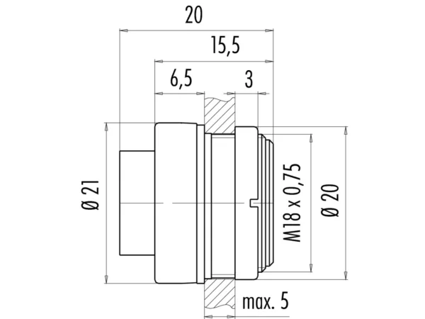 Male panel mount connector