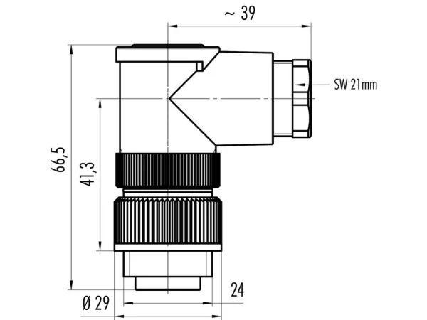 Male angled connector