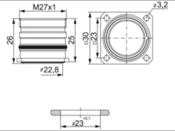 Panel Connector, Male Thread