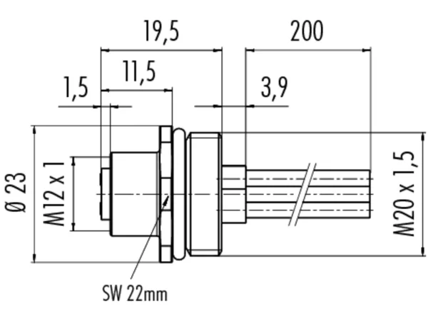 Female panel mount connector
