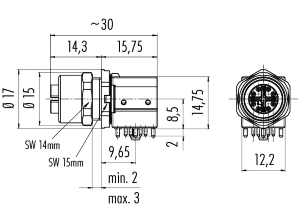 Female panel mount connector