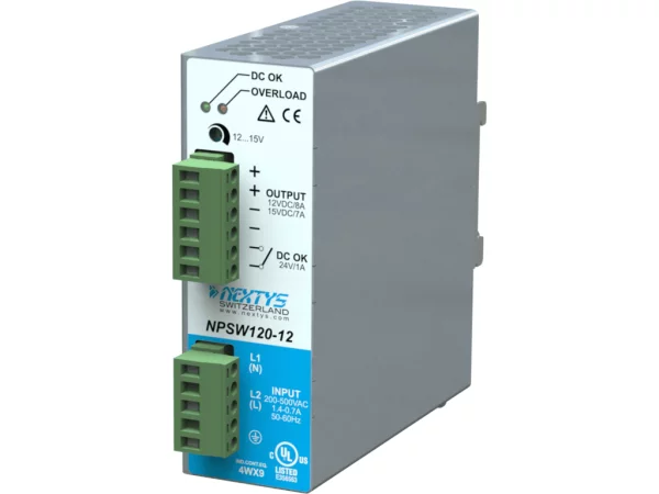 Power Supply 1/2Ph, 120W, Wide Input Range Din-Rail AC/DC 12 Vdc 8-7 A