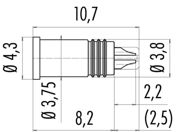 Male receptacle for sensor tubes