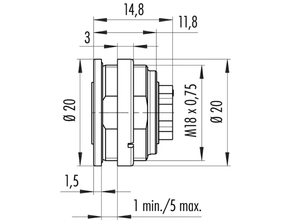 Female panel mount connector