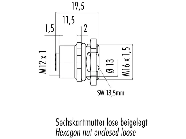 Female panel mount connector