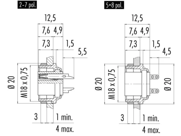 Female panel mount connector
