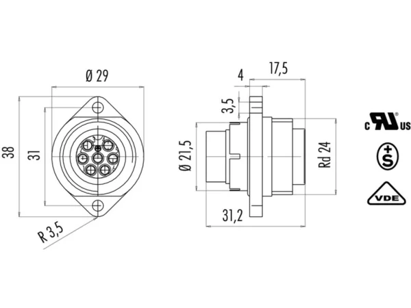 Male panel mount connector