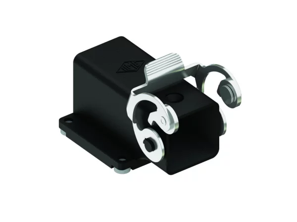 bulkhead mounting housing, angled, size 21.21, W-type zinc, 1 lever stainless steel, large cable gland